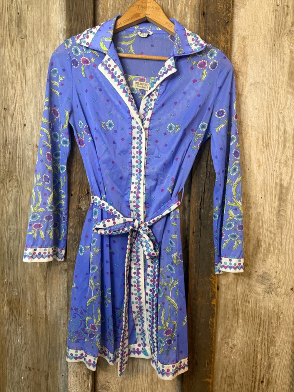 VTG 60s Emilio Pucci Floral Slip Dress and Robe Set Made In USA: Size S